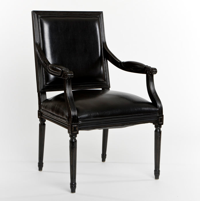Black Leather Louis Arm Chair 9