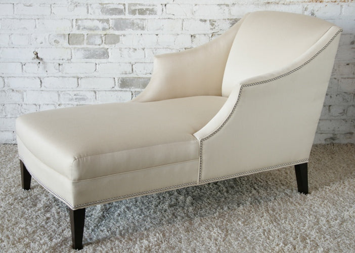 Mitchell Gold Lauralee Chaise in Vanilla Upholstery with Nickel Nailhead Trim 9