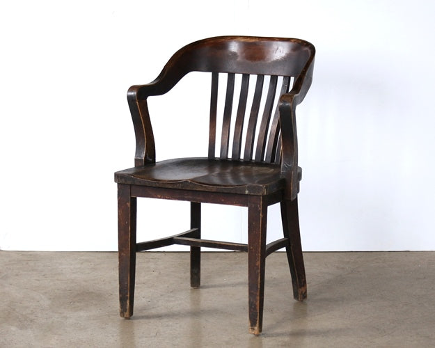 Dark Wood Armchair with Rounded Back