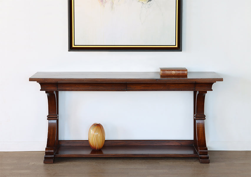 Bowed Leg Console With Two Drawers