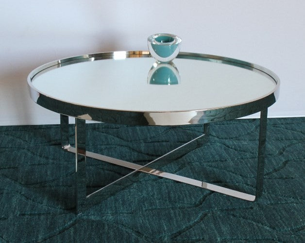 CT212 - Large Round Chrome Coffee Table with Mirror Top