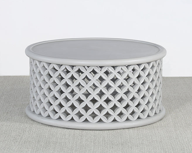 CT335 - Light Grey Lattice Drum Coffee Table