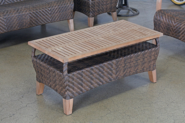 CT336 - Brown Outdoor Coffee Table With Teak Top