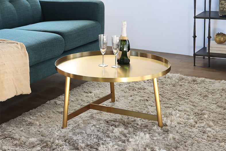 Brushed Gold Modern Coffee Table/Intersecting Legs