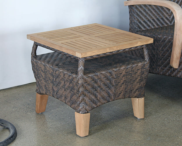 ET523 - Brown Outdoor End Table With Teak Top