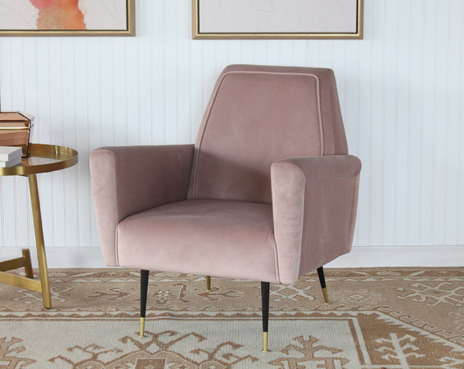 Blush Velvet Mid Century Style Lounge Chair
