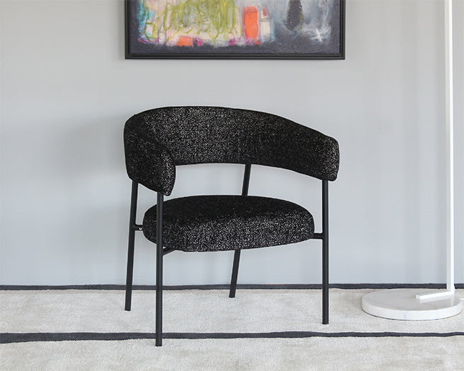 Flecked Black Barrel Back Lounge Chair
