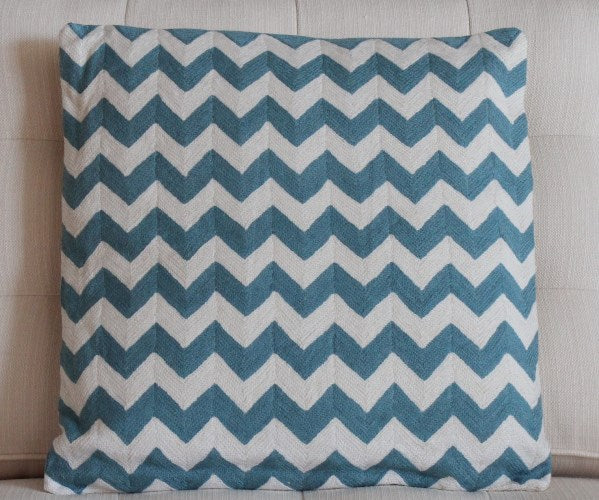 PIL160 Teal Zig Zag Stripes Pillow