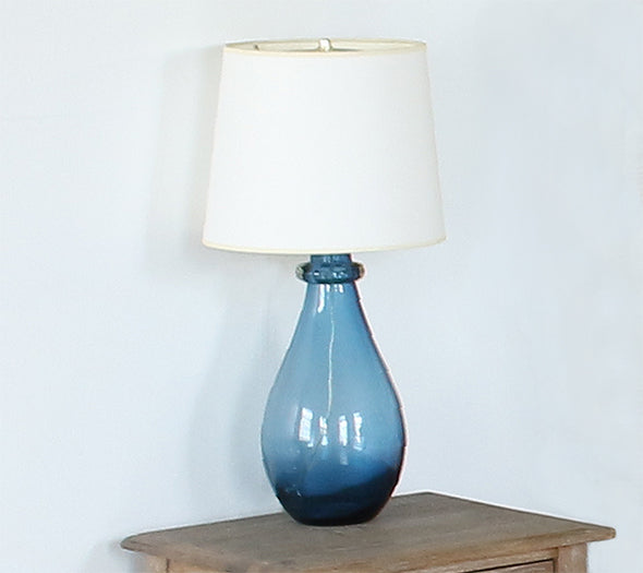 Navy Banded Glass Lamp