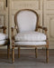 Vintage Louis XVI Gilt Upholstered Round Back Arm Chair 1 1
