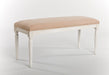 Beige Linen French Style Bench with Antique White Frame 9