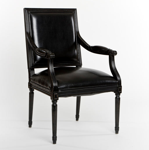 Black Leather Louis Arm Chair 9