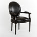 Black Leather Oval Louis Arm Chair 9