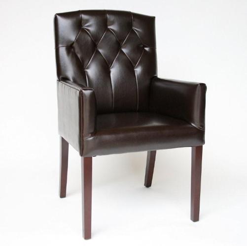 Brown Leather Tufted Arm Chair 9