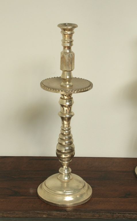  Large Silver Plated Wood Candlestick 9