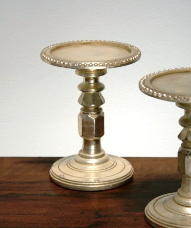  Silver Plated Wood Pillar Candlestick 8