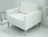 White Leather Button Tufted Knoll Style Club Chair 9