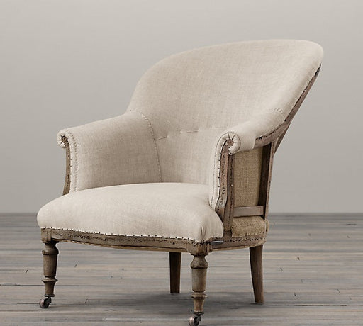 Deconstructed French Napoleonic Chair in Sand Belgian Linen 1
