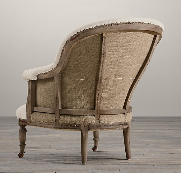 Deconstructed French Napoleonic Chair in Sand Belgian Linen 2 1