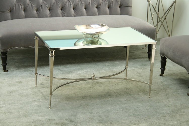 French Deco Style Nickel Mirror Coffee Table 1