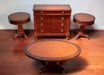 Cherry and Walnut Burl Set with Coffee table Drum End Table Hall Chest 4 7
