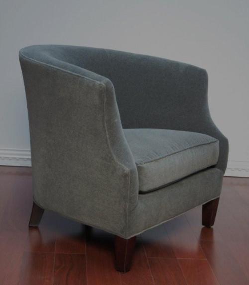 Curved Grey Velvet Club Chair 1 9