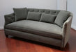 Curved Grey Velvet Sofa with Tufted Back 9