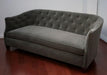 Curved Grey Velvet Sofa with Tufted Back without pillows 9