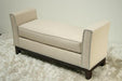 Cream Upholstered Bench with Nailhead Trim 1