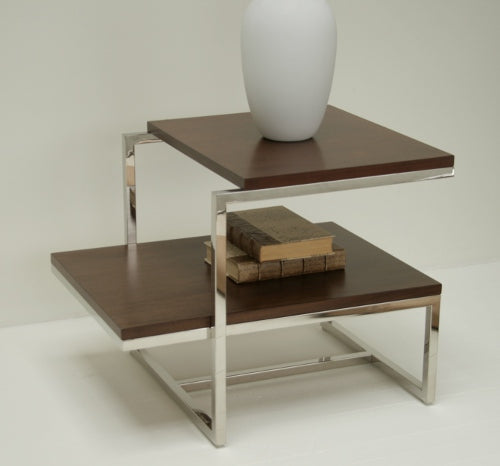 Chrome and Walnut Medium End Table 10