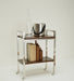 Chrome and Walnut Small End Table with Casters 10