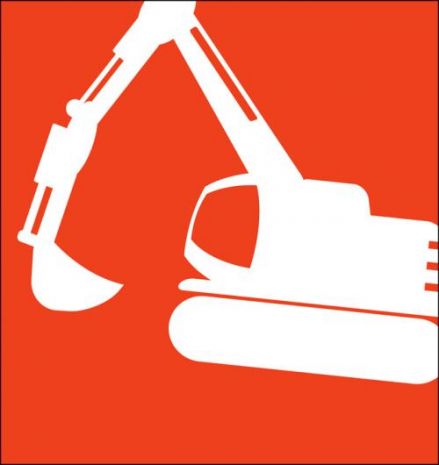 Orange Red Bulldozer Shape 15W x 15H 6