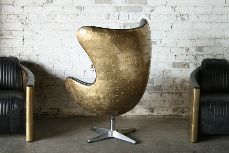 Distressed Brown Leather Jump Seat with Riveted Brass 3 1