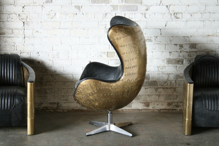 Distressed Brown Leather Jump Seat with Riveted Brass 4 1