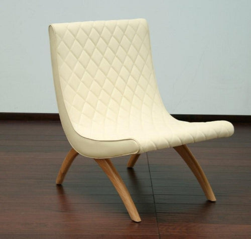 Ivory Quilted Armless Chair 2