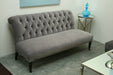 Grey Velvet Tufted Settee with Nailhead Trim 1