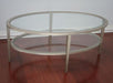 Matte Silver Oval Coffee Table with Glass Top and Undershelf 8