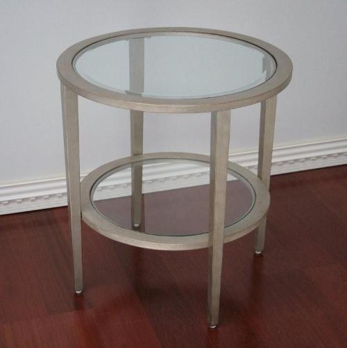 Matte Silver Round End Table with Undershelf 1 8
