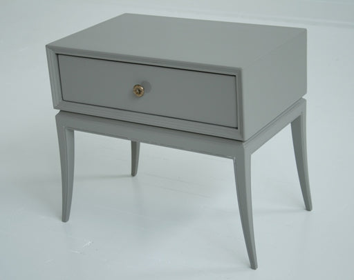 Chelsea Textiles Mid Century Bedside Table with One Drawer in Ash Grey Lacquer 1
