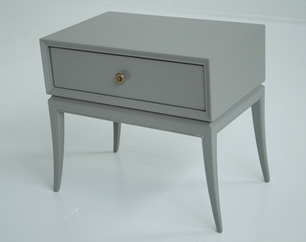 Chelsea Textiles Mid Century Bedside Table with One Drawer in Ash Grey Lacquer 1