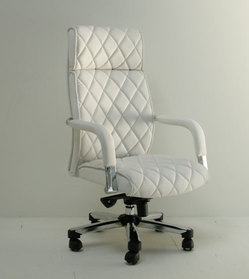Quilted White Leather Executive Chair 8
