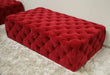 Rectangular Tufted Velvet Claret Ottoman 2 1
