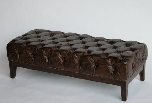 Austen Cigar Leather Tufted Ottoman 9