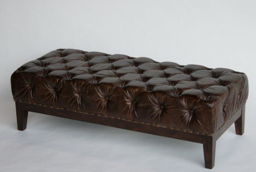 Austen Cigar Leather Tufted Ottoman 9