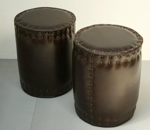 Wenge Leather Pedestal Ottoman 3