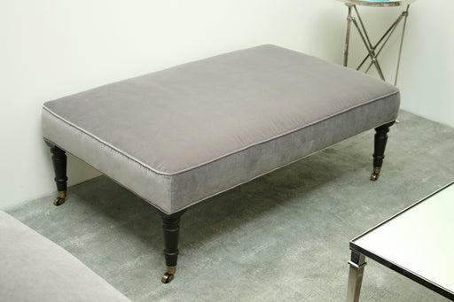 Grey Velvet Cocktail Ottoman 1