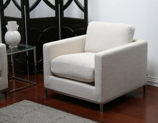 Oatmeal Club Chair with Steel Base 9