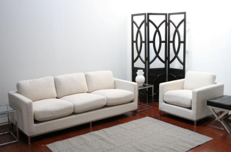 Oatmeal Sofa and Club Chair Set with Steel Base 9