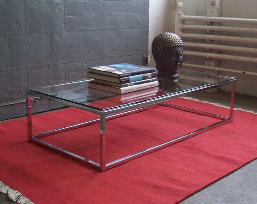 Rectangular Chrome and Glass Coffee Table 9