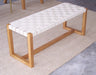 Set of 2 Limed Blonde Wood Bench with Natural Web Straps 7